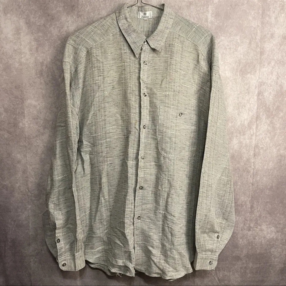 Vintage Zanella Men’s Striped Button Long Sleeve Shirt Adult Size Large L Italy